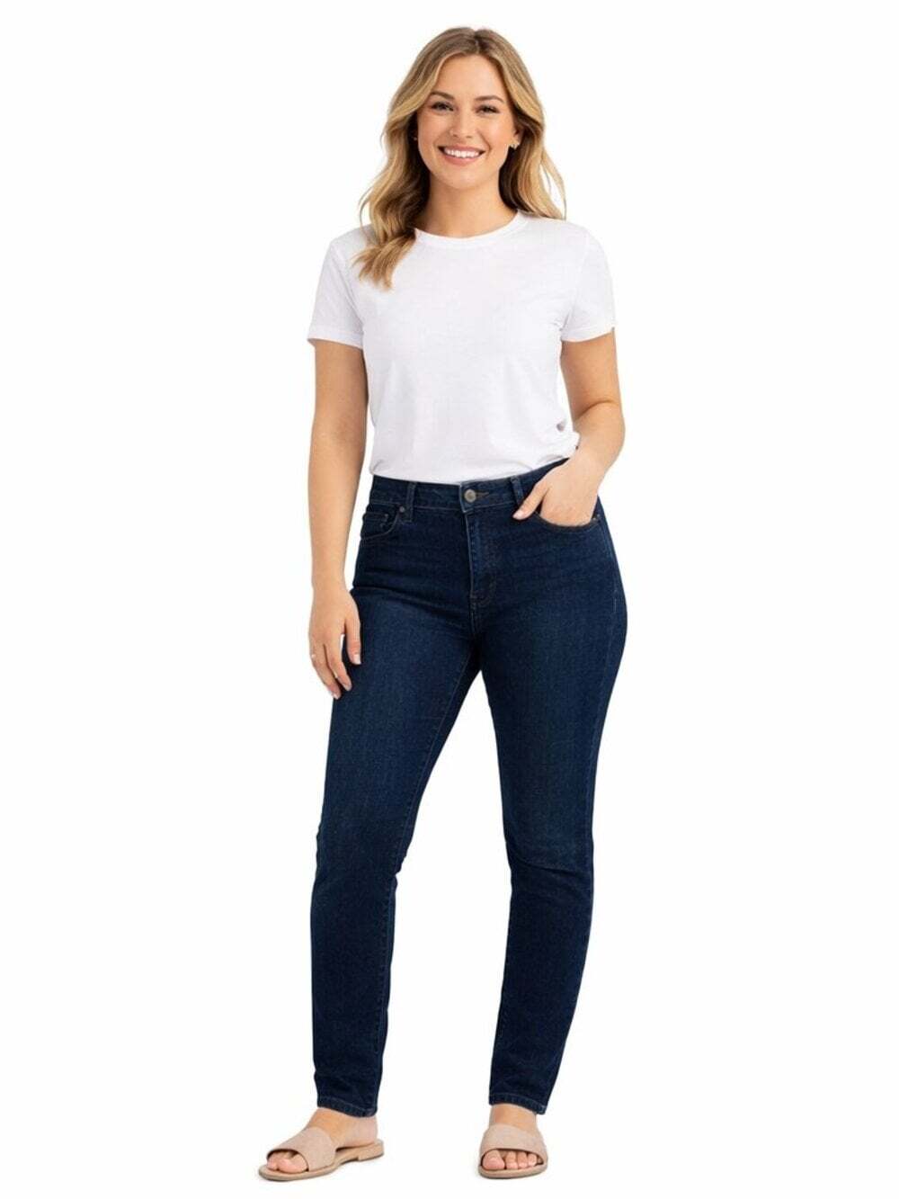 7 For All Mankind Roxanne Skinny Jeans Women 32 Dark Wash Mid Rise Stretch